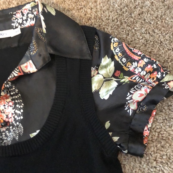 Rickis Floral Button Up Satin Sweater Vest Blouse Size M - Picture 2 of 4